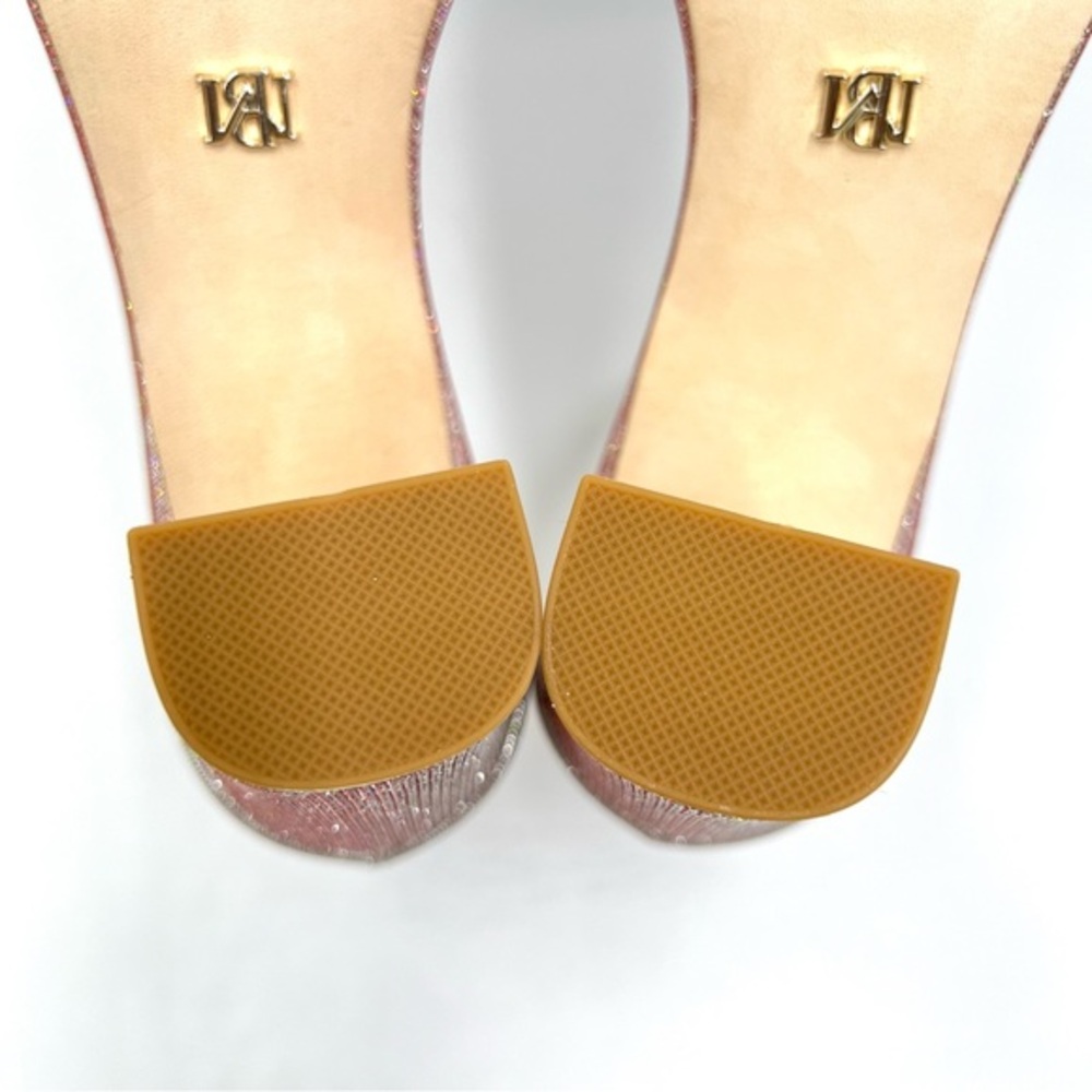 Badgley Mischka Size 8.5 Pink Silver Block‎ Heels Open Toe Dress Sandal Shoes - Picture 12 of 14